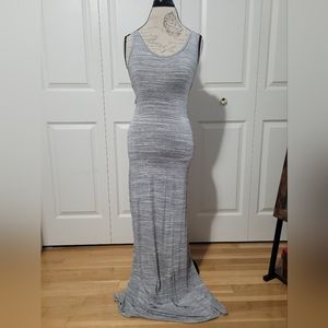 Gray Size Small Cutout Maxi Dress With Side Slit